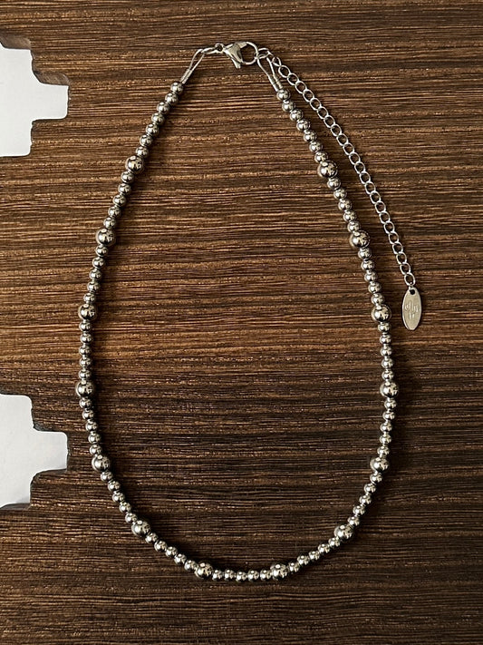 6mm & 4mm Spaced Alternating Stainless Steel Western Pearl Necklace 14 inch or 16 inch Red Saguaro Jewelry by Cimarron Red Saguaro Trading Post