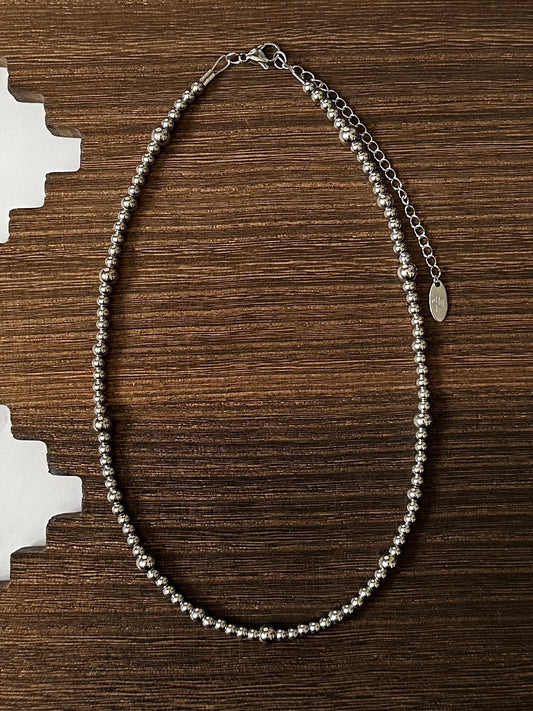 6mm, 5mm & 4mm Spaced Alternating Stainless Steel Western Pearl Necklace 14 inch or 16 inch Red Saguaro Jewelry by Cimarron Red Saguaro Trading Post