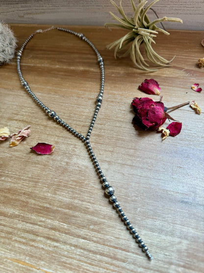 Sterling Silver Pearl Graduated Lariat Necklace