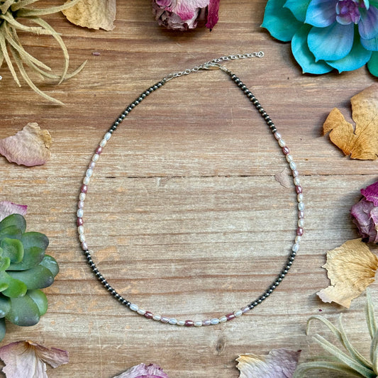 15.25” Pink Freshwater Pearl Necklace – Sterling Silver Pearls