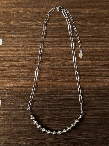 8mm & 4mm Alternating Stainless Steel Western Pearl Bar Necklace 18 inch Red Saguaro Jewelry by Cimarron Red Saguaro Trading Post