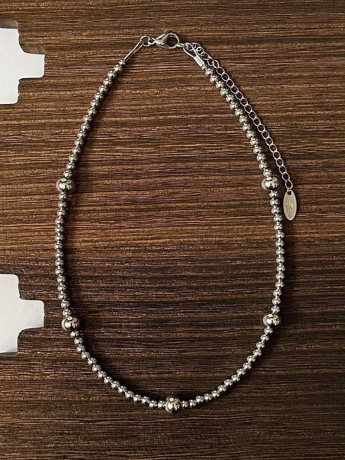8mm & 4mm Spaced Alternating Stainless Steel Western Pearl Necklace 14 inch or 16 inch Red Saguaro Jewelry by Cimarron Red Saguaro Trading Post