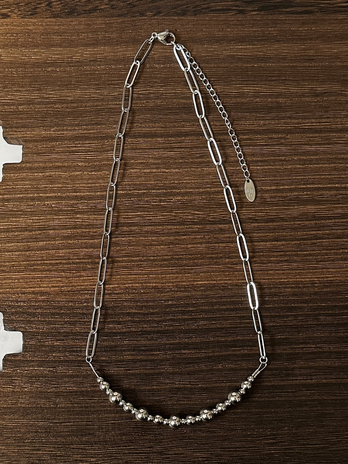 8mm, 6mm & 4mm Alternating Stainless Steel Western Pearl Bar Necklace 18 inch Red Saguaro Jewelry by Cimarron Red Saguaro Trading Post