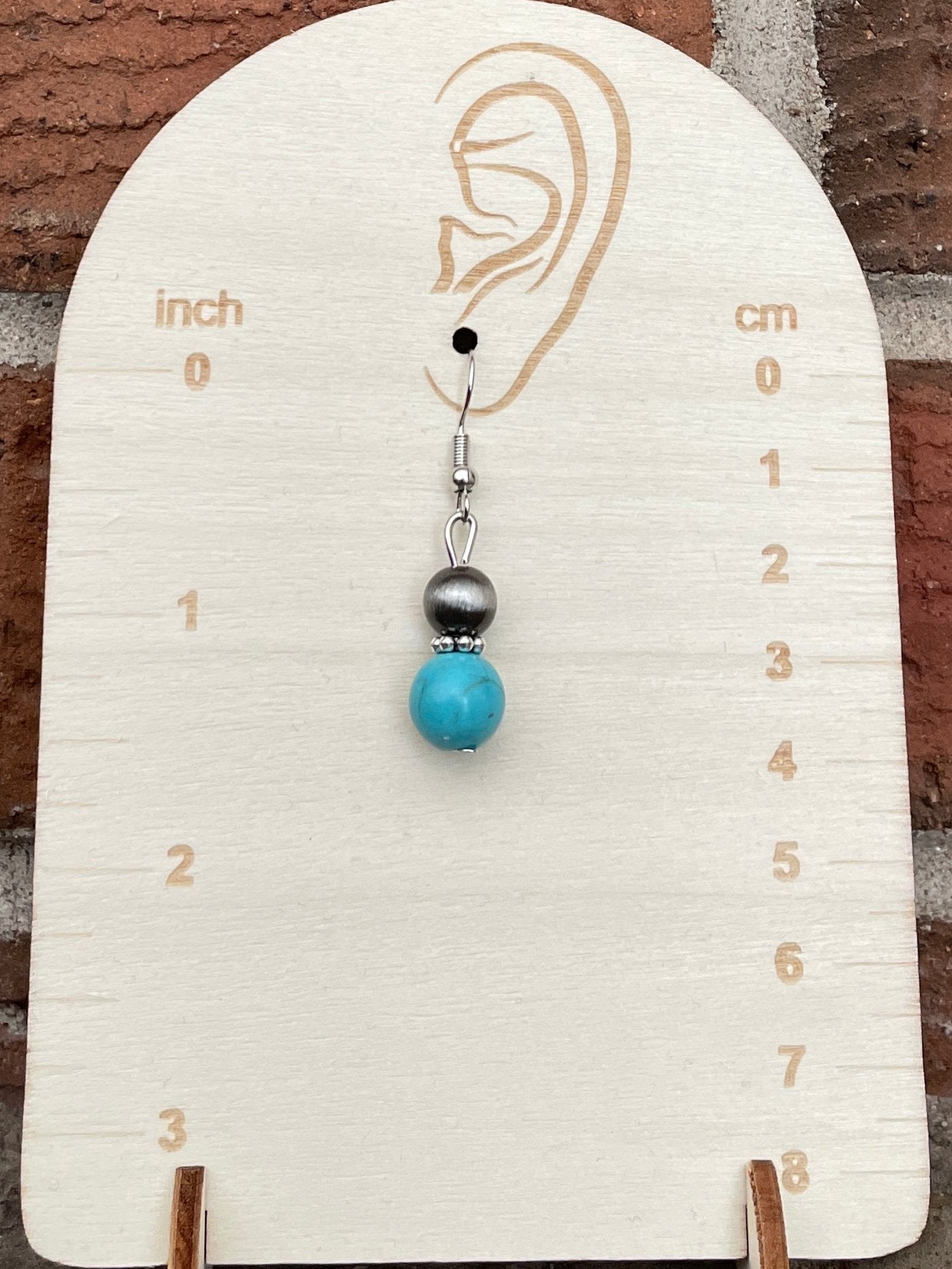 8mm Navajo Style Pearl with Turquoise Necklace and Earring Set