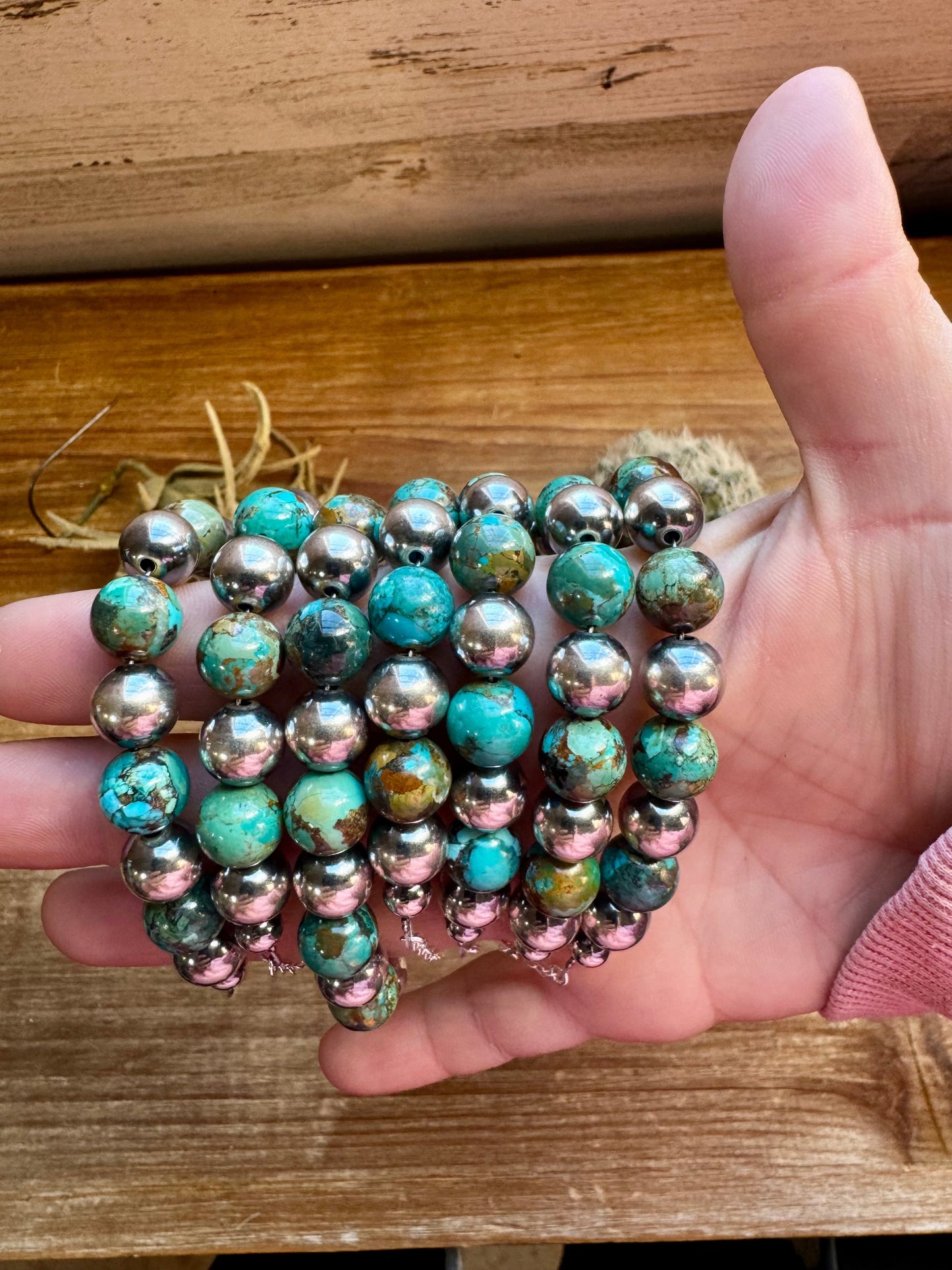 Sterling Silver Pearls 10mm bracelet and turquoise