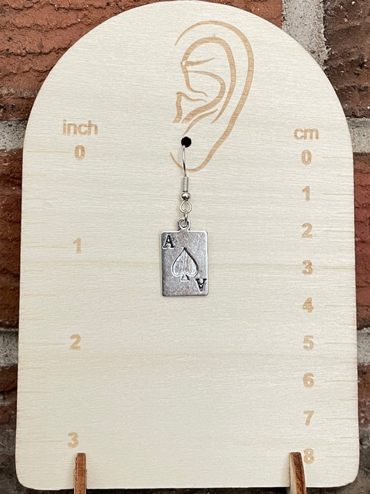 Ace of Spades Playing Card Drop Earrings