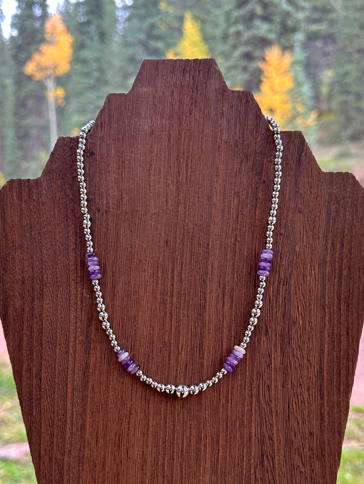 Amethyst Trails Stainless Steel Western Pearl Necklace 17 inch Red Saguaro Jewelry by Cimarron Red Saguaro Trading Post