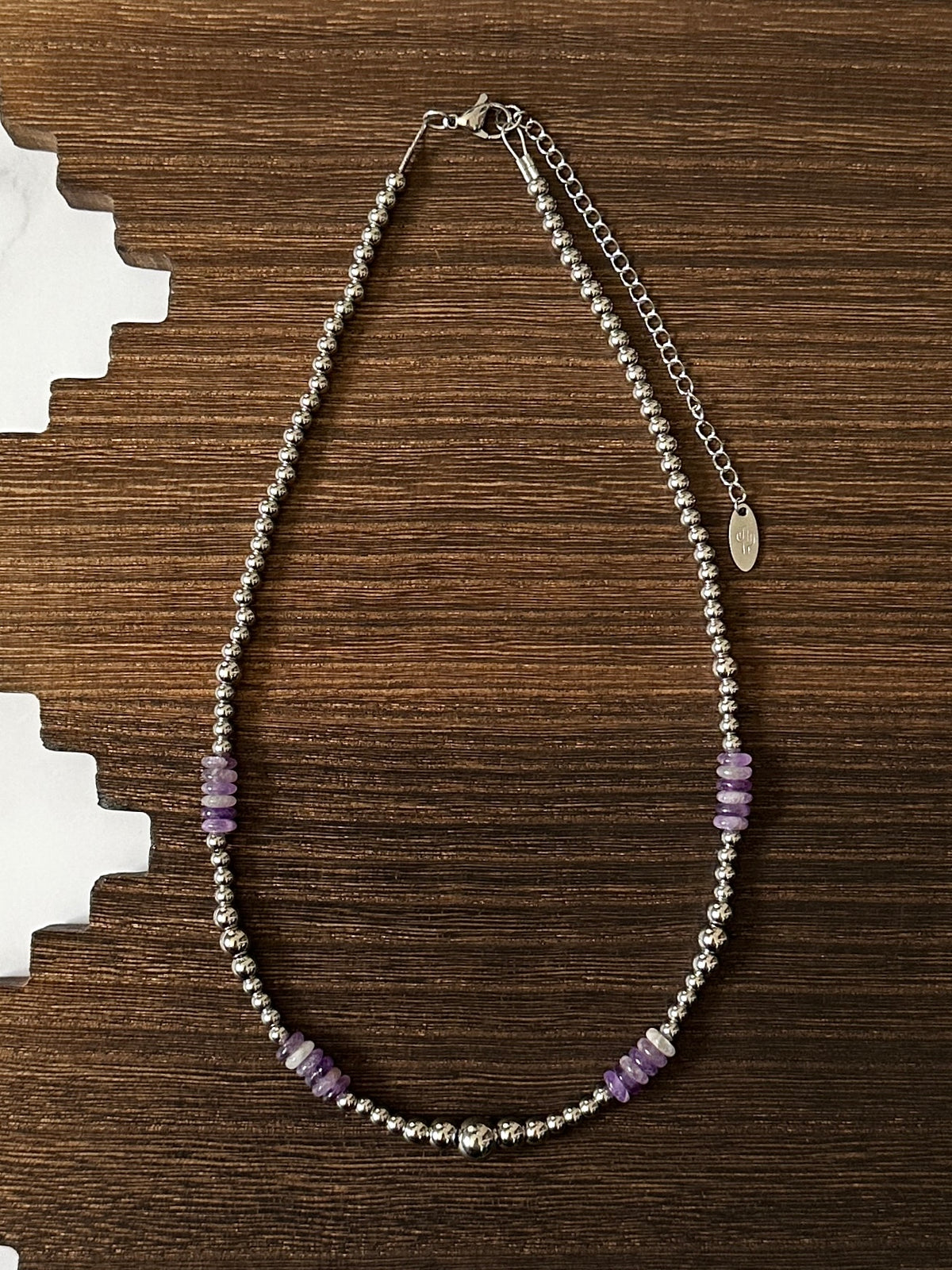 Amethyst Trails Stainless Steel Western Pearl Necklace 17 inch Red Saguaro Jewelry by Cimarron Red Saguaro Trading Post