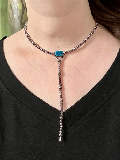 Apatite Stainless Steel Western Pearl Lariat Choker Necklace 14 inch Red Saguaro Jewelry by Cimarron Red Saguaro Trading Post