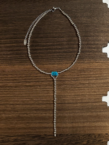 Apatite Stainless Steel Western Pearl Lariat Choker Necklace 14 inch Red Saguaro Jewelry by Cimarron Red Saguaro Trading Post