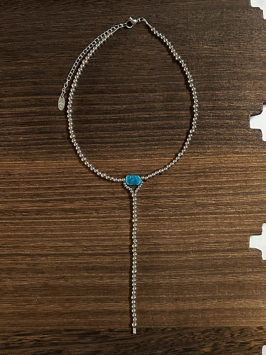 Apatite Stainless Steel Western Pearl Lariat Choker Necklace 14 inch Red Saguaro Jewelry by Cimarron Red Saguaro Trading Post