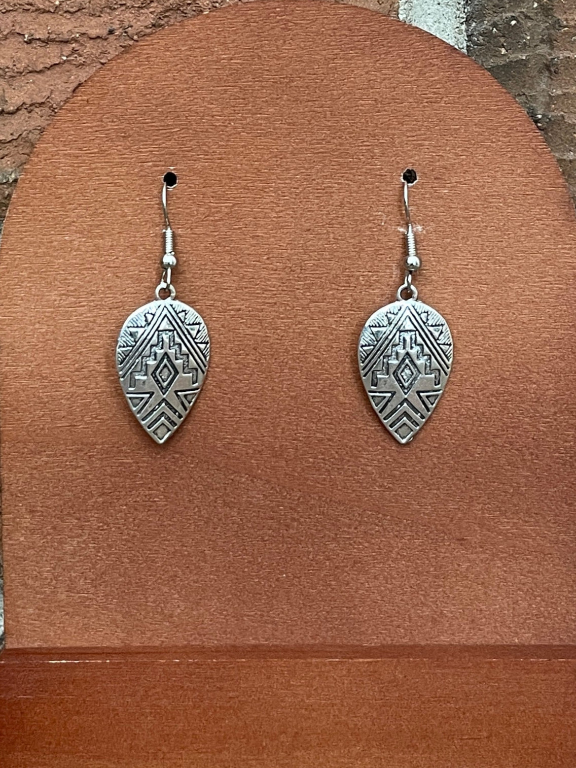 Aztec Pattern Teardrop Earrings