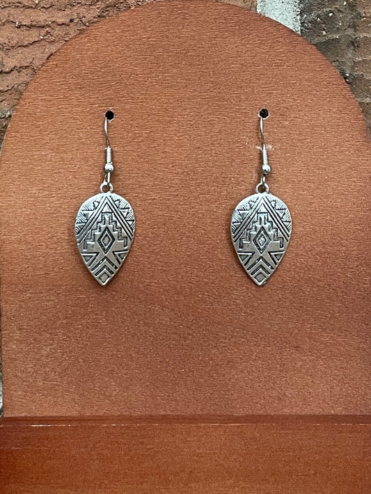 Aztec Pattern Teardrop Earrings