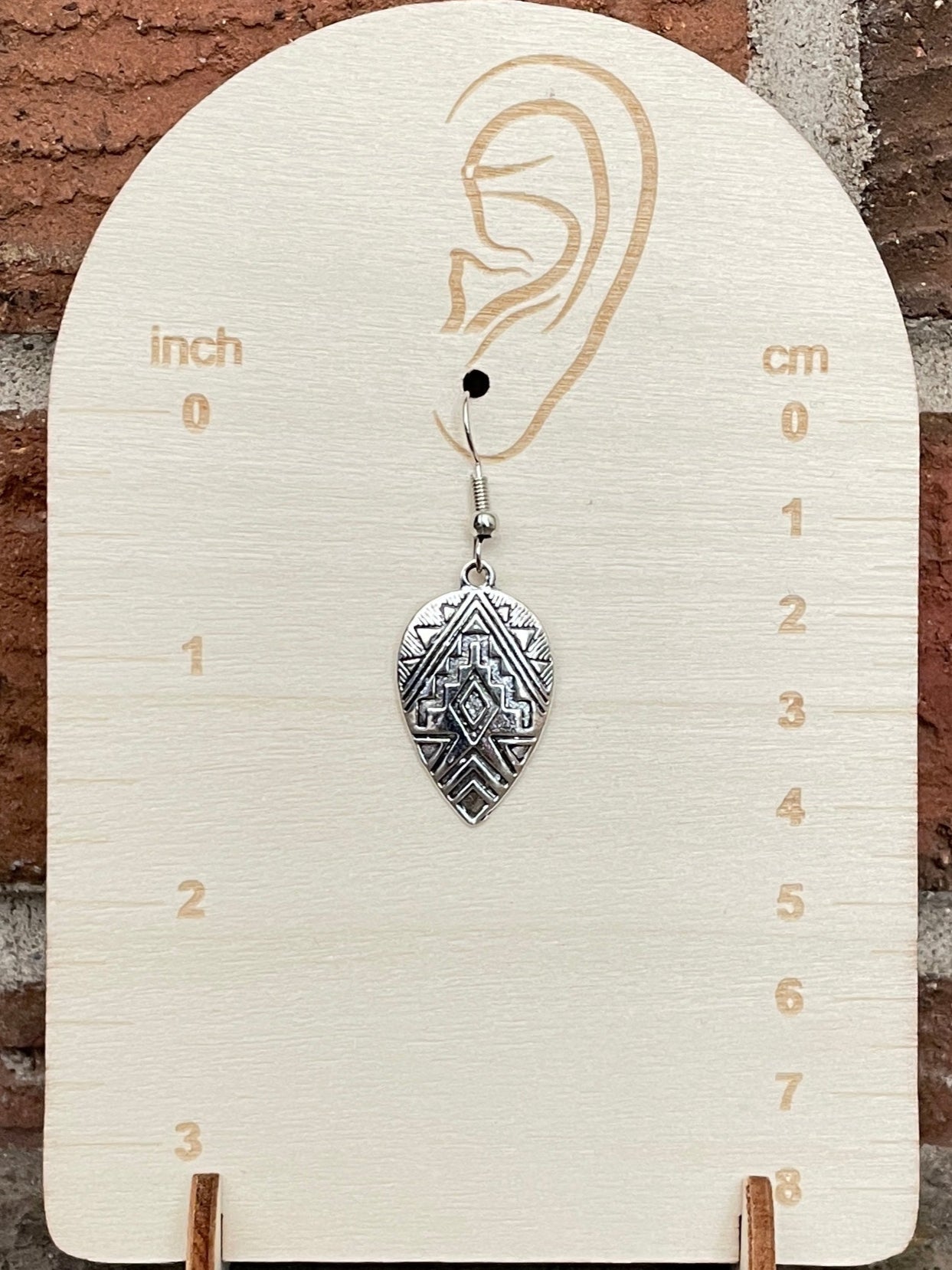 Aztec Pattern Teardrop Earrings