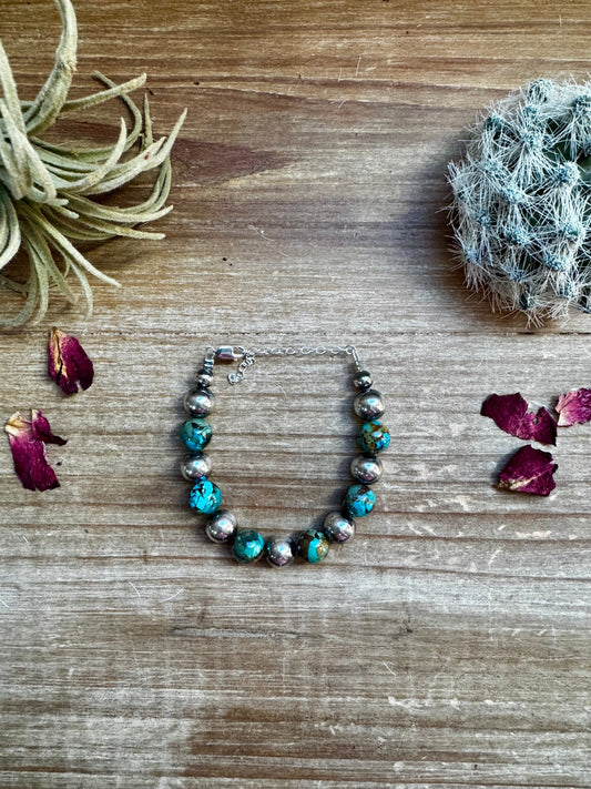 Sterling Silver Pearls 10mm bracelet and turquoise