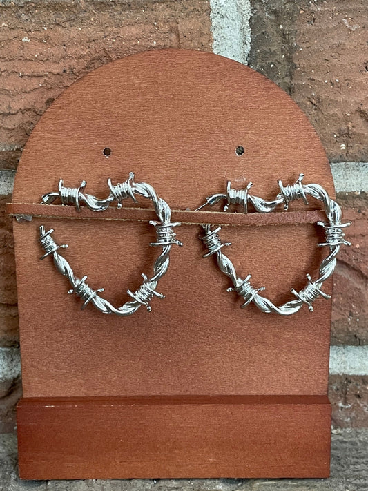 Barbed Wire Heart Hoop Earrings