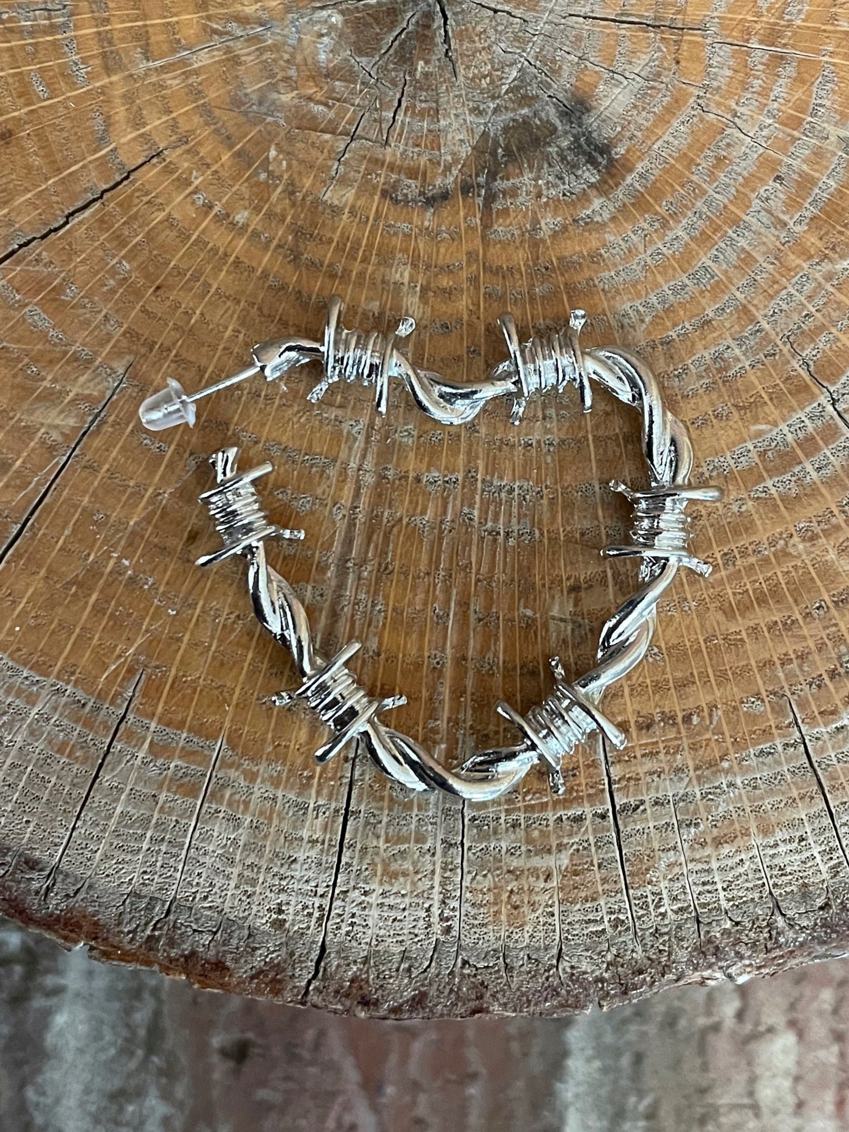 Barbed Wire Heart Hoop Earrings