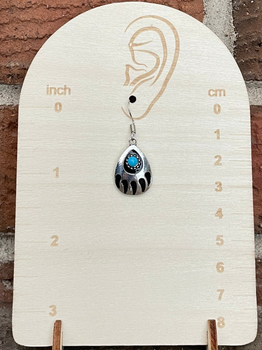 Bear Paw Earrings with Faux Turquoise