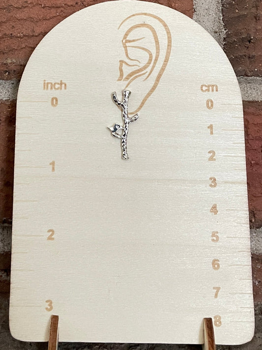 Bird on a Branch Earrings - Silver