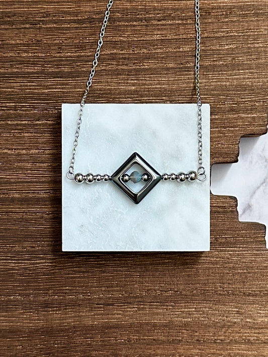 Black Canyon Moonlight Stainless Steel Western Pearl Bar Necklace 16 inch Red Saguaro Jewelry by Cimarron Red Saguaro Trading Post