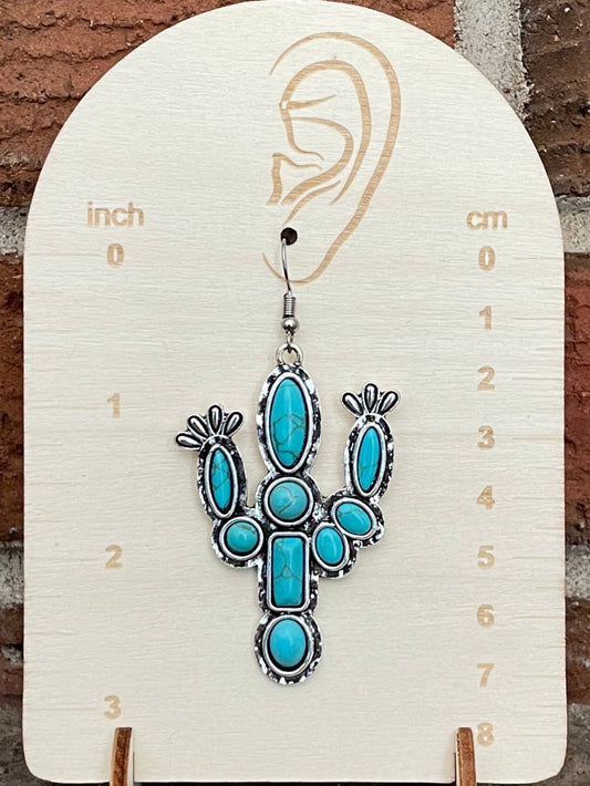 Blooming Saguaro Cactus Turquoise Cluster Earrings