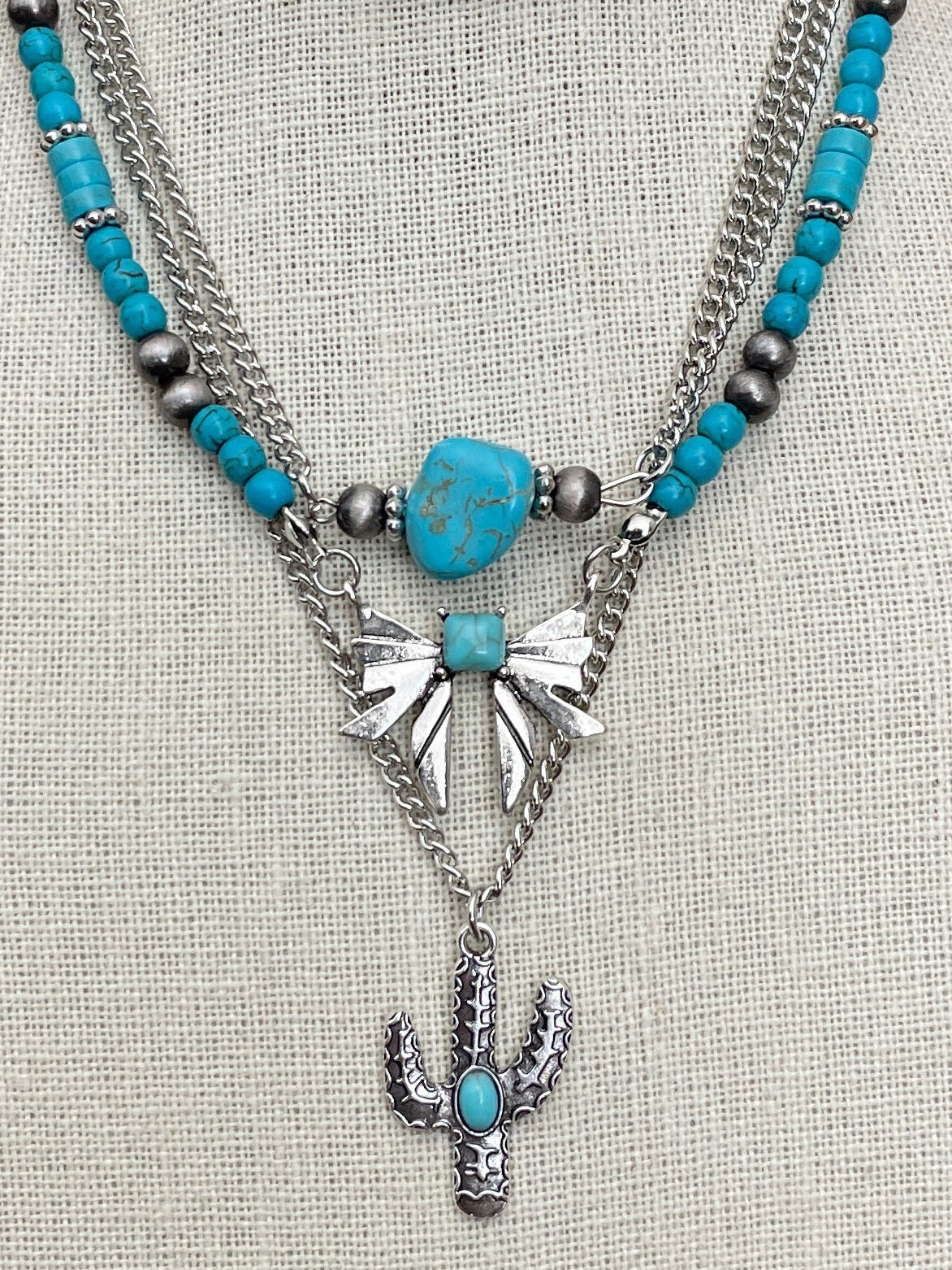 Bow Necklace Set with Turquoise & Navajo Style Pearls