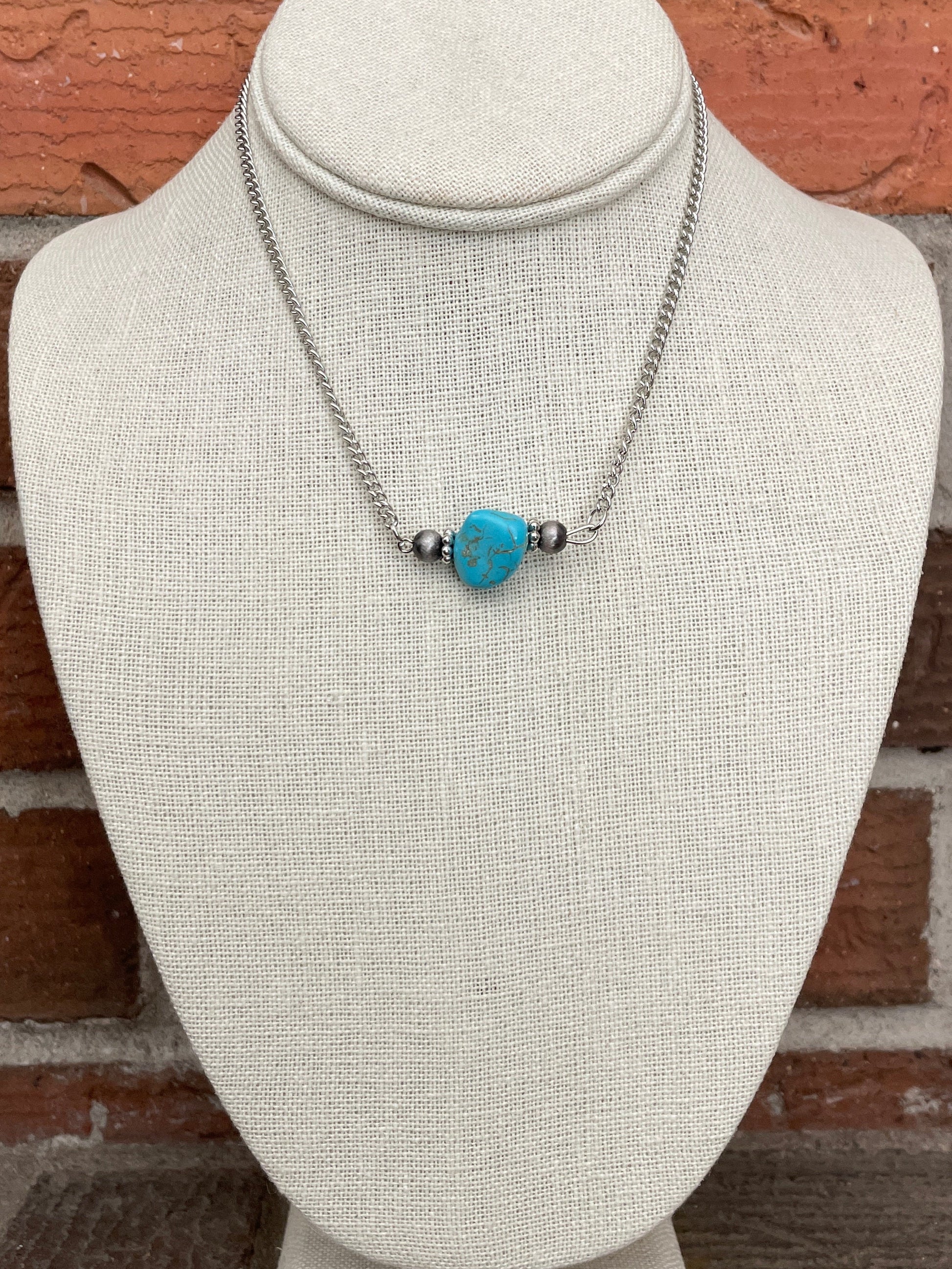 Bow Necklace Set with Turquoise & Navajo Style Pearls