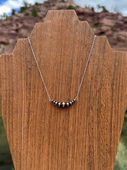 Brushed Steel Western Pearl 1.5 inch Graduated Bar Necklace Red Saguaro Jewelry by Cimarron Red Saguaro Trading Post
