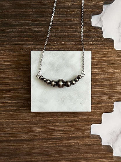 Brushed Steel Western Pearl 1.5 inch Graduated Bar Necklace Red Saguaro Jewelry by Cimarron Red Saguaro Trading Post