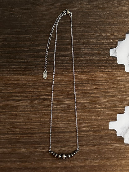 Brushed Steel Western Pearl 1.5 inch Graduated Bar Necklace Red Saguaro Jewelry by Cimarron Red Saguaro Trading Post