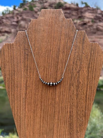 Brushed Steel Western Pearl 2 inch Graduated Bar Necklace Red Saguaro Jewelry by Cimarron Red Saguaro Trading Post