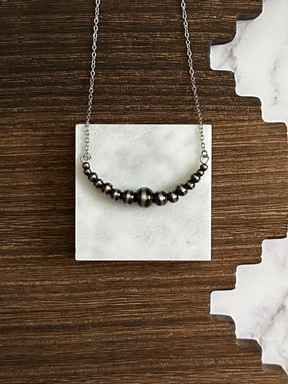 Brushed Steel Western Pearl 2 inch Graduated Bar Necklace Red Saguaro Jewelry by Cimarron Red Saguaro Trading Post
