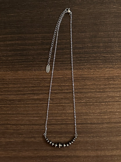 Brushed Steel Western Pearl 2 inch Graduated Bar Necklace Red Saguaro Jewelry by Cimarron Red Saguaro Trading Post