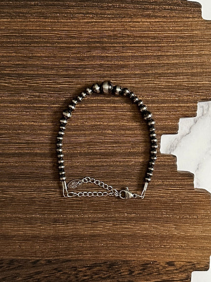 Brushed Steel Western Pearl Dual Graduated Bracelet Red Saguaro Jewelry by Cimarron Red Saguaro Trading Post