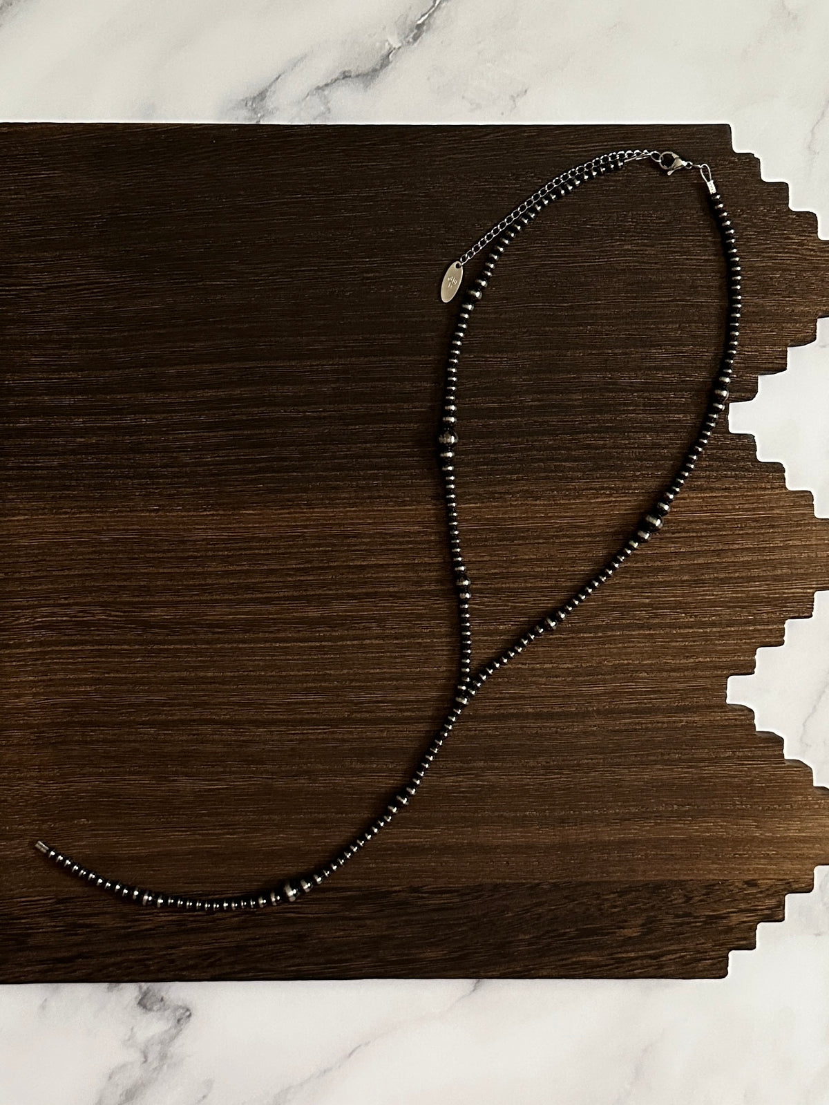 Brushed Steel Western Pearl Dual Graduated Lariat Necklace 18 inch Red Saguaro Jewelry by Cimarron Red Saguaro Trading Post