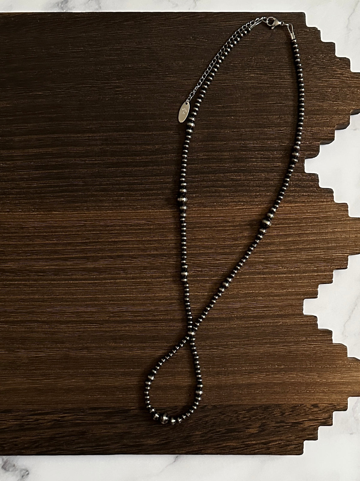 Brushed Steel Western Pearl Dual Graduated Loop Necklace 18 inch Red Saguaro Jewelry by Cimarron Red Saguaro Trading Post