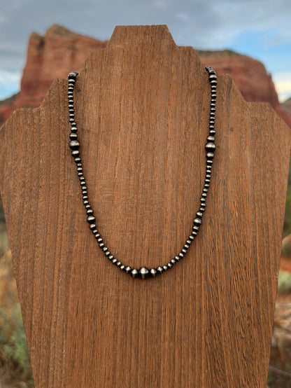 Brushed Steel Western Pearl Dual Graduated Necklace 17 inch Red Saguaro Jewelry by Cimarron Red Saguaro Trading Post