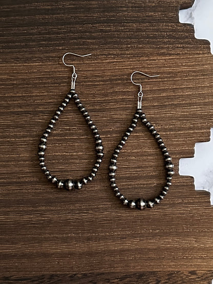 Brushed Steel Western Pearl Dual Graduated Teardrop Earrings Red Saguaro Jewelry by Cimarron Red Saguaro Trading Post