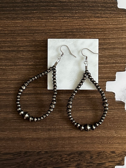 Brushed Steel Western Pearl Dual Graduated Teardrop Earrings Red Saguaro Jewelry by Cimarron Red Saguaro Trading Post