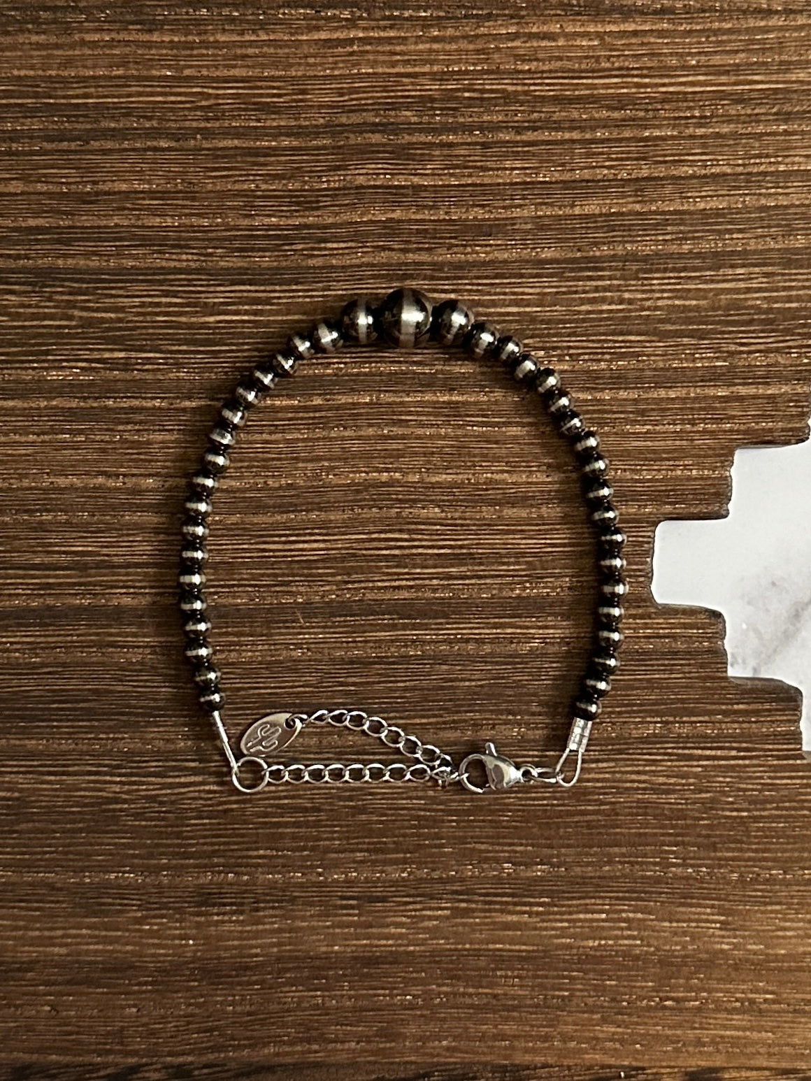 Brushed Steel Western Pearl Graduated Bracelet Red Saguaro Jewelry by Cimarron Red Saguaro Trading Post