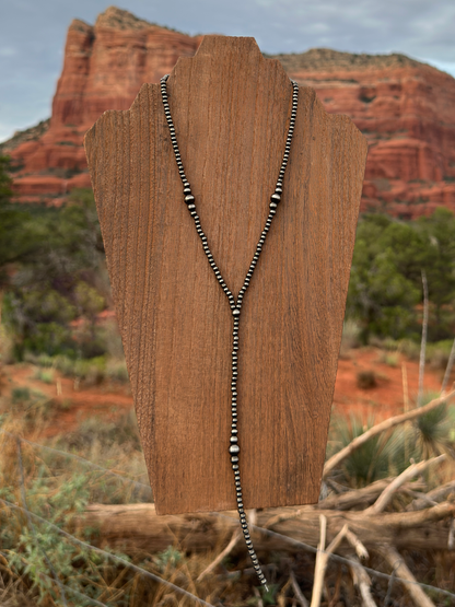 Brushed Steel Western Pearl Graduated Lariat Necklace 18 inch Red Saguaro Jewelry by Cimarron Red Saguaro Trading Post