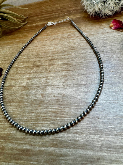 3mm Sterling Silver Pearl Choker Necklace 14 inch
