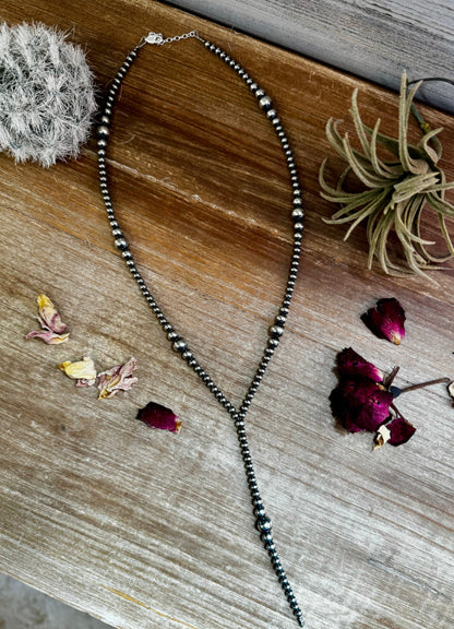Sterling Silver Pearl Graduated Lariat Necklace