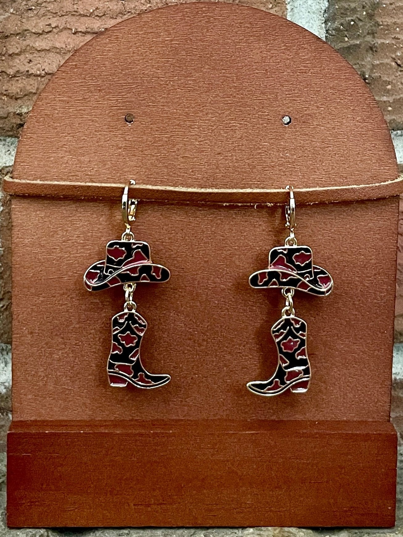 Camo Cowgirl Boot and Hat Earrings