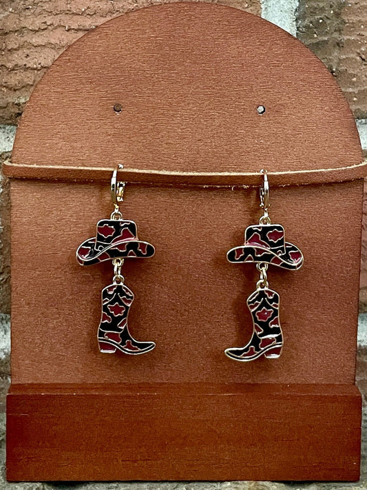 Camo Cowgirl Boot and Hat Earrings