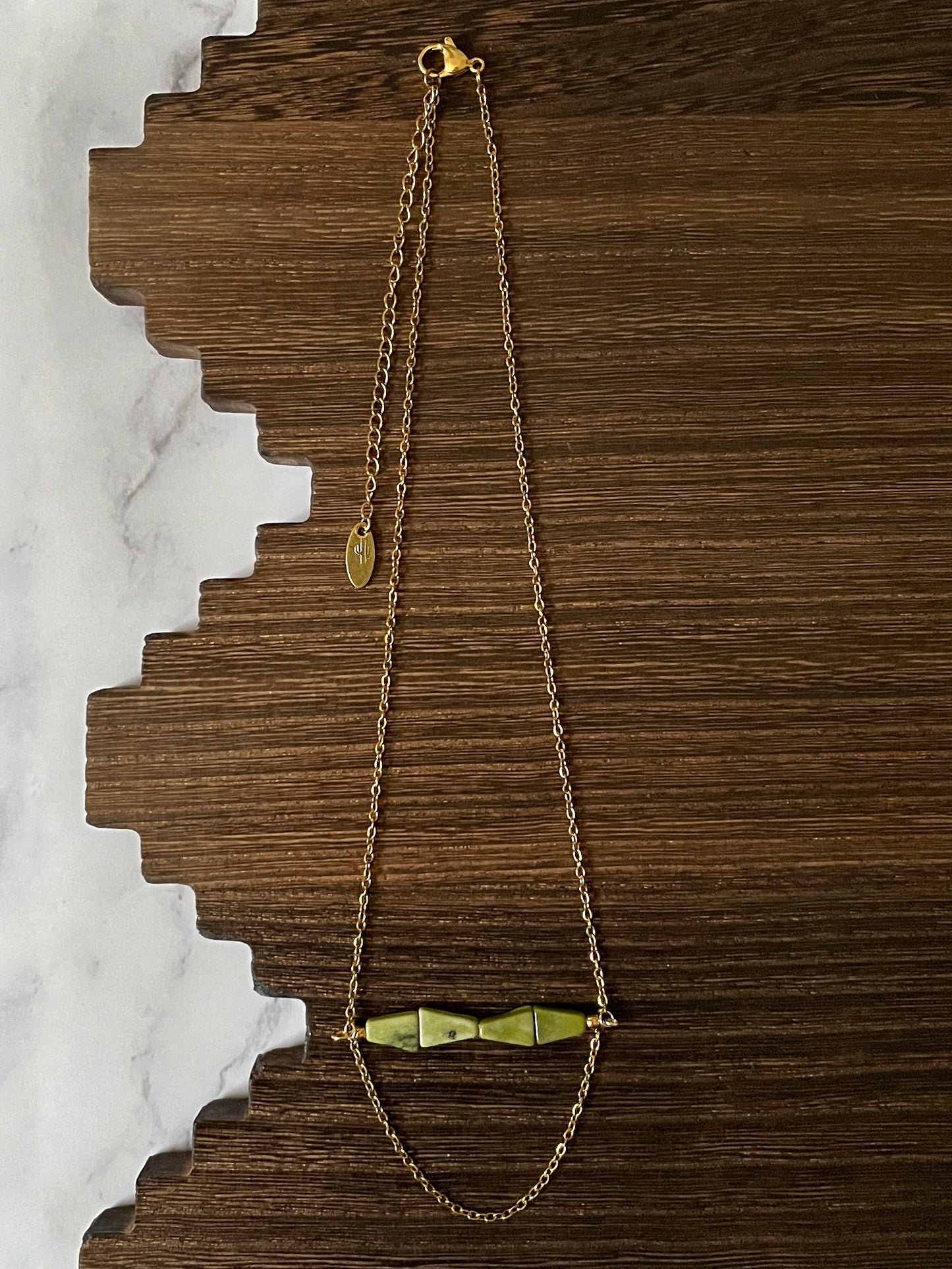 Chaparral Point Natural Stone Western Bar Necklace Gold 16 inch