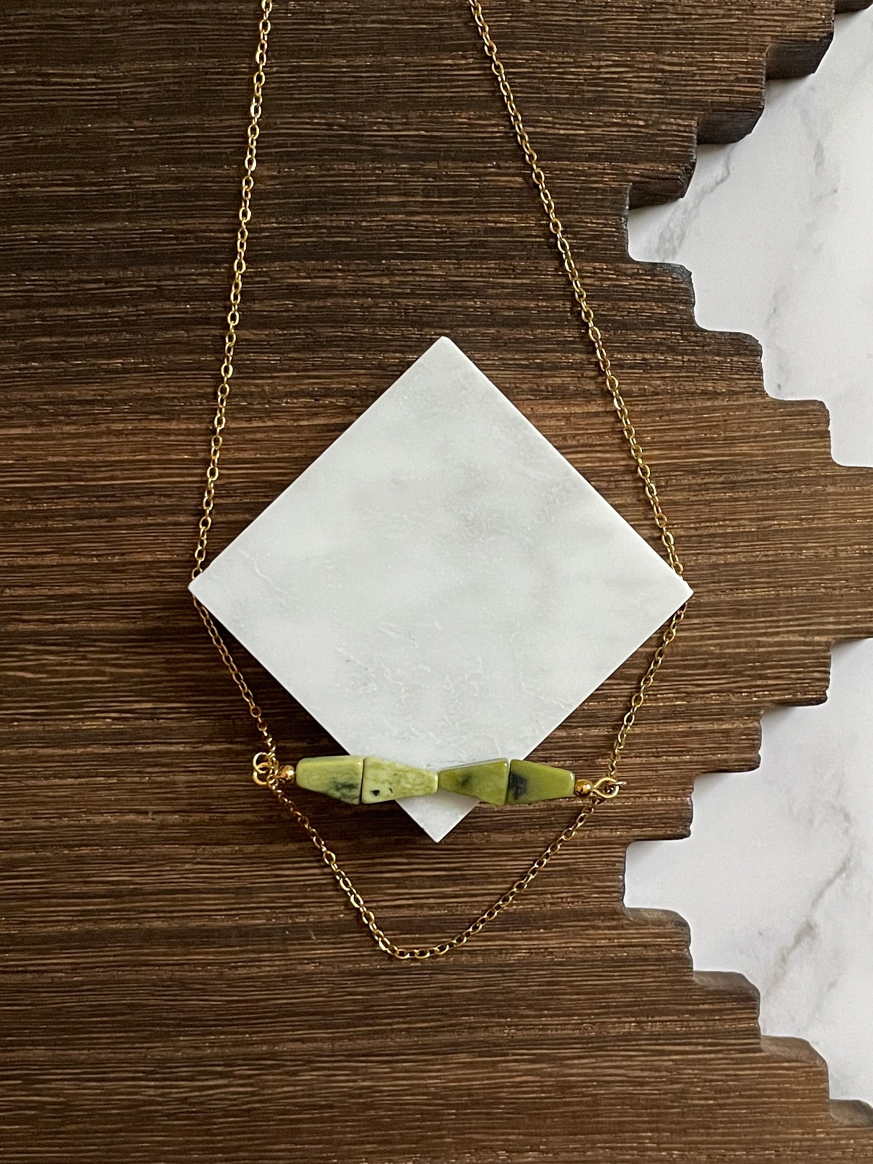 Chaparral Point Natural Stone Western Bar Necklace Gold 16 inch
