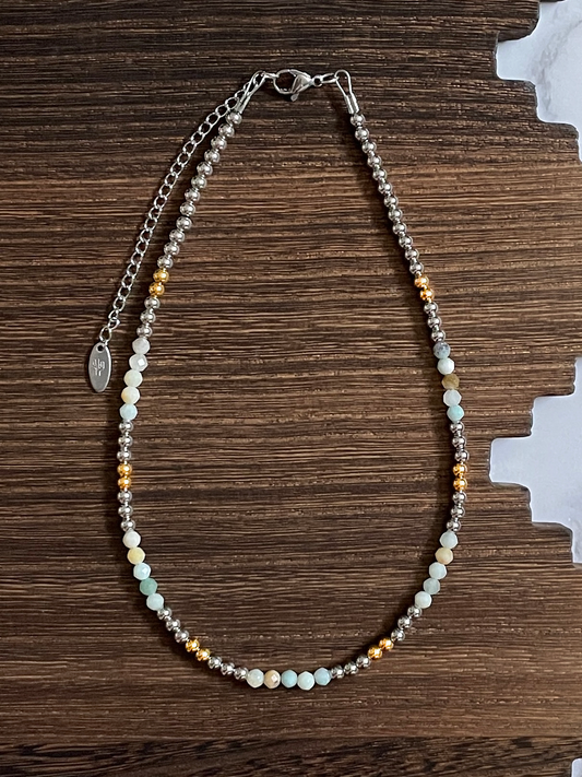 Coastal Horizon Western Pearl Choker Necklace 14 inch