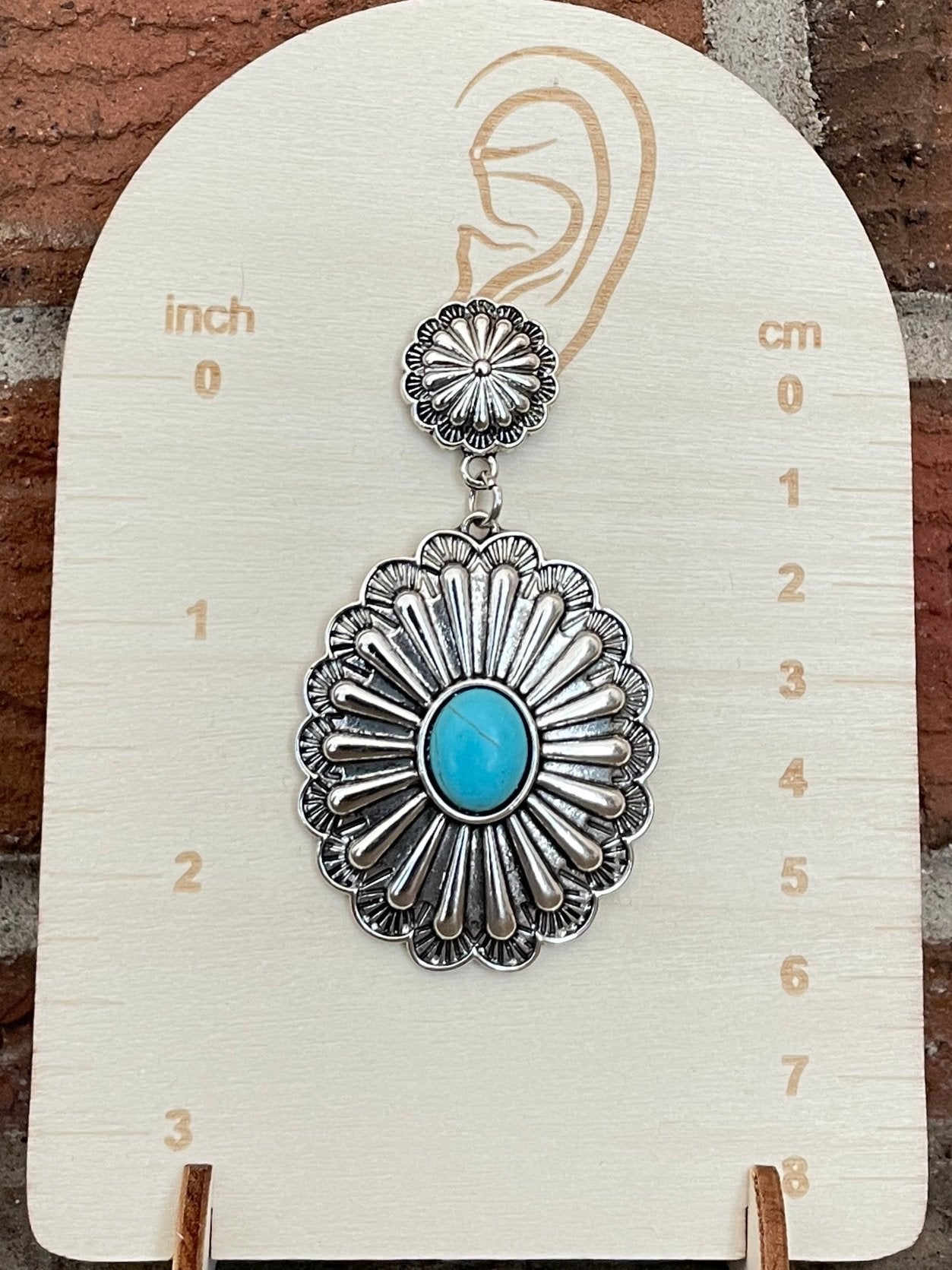 Concho Drop Earrings with Faux Turquoise