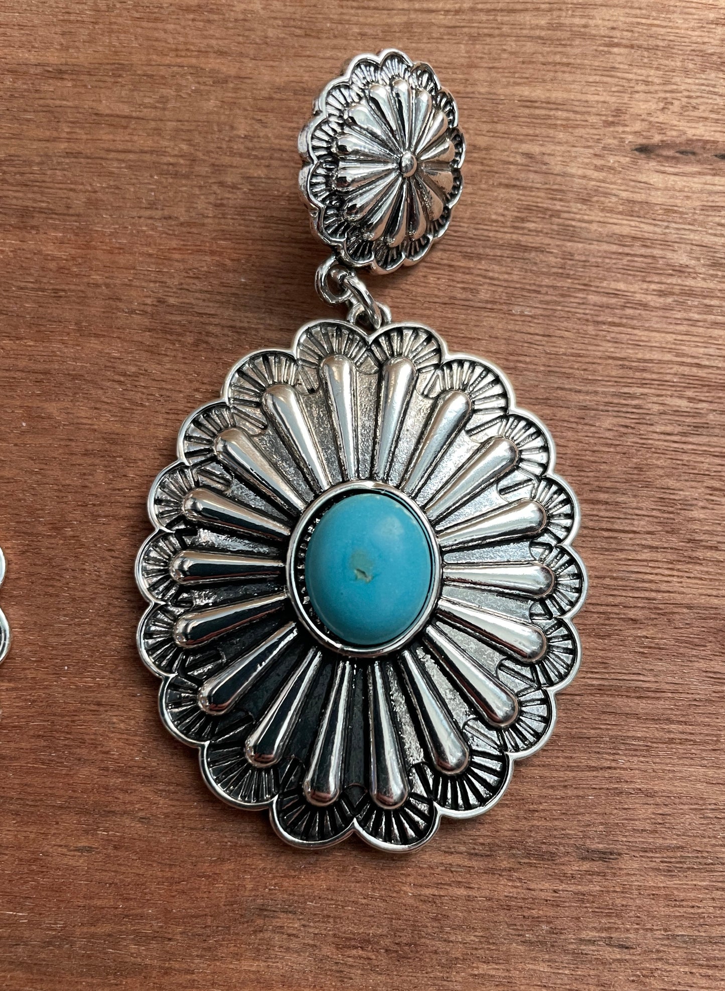 Concho Drop Earrings with Faux Turquoise